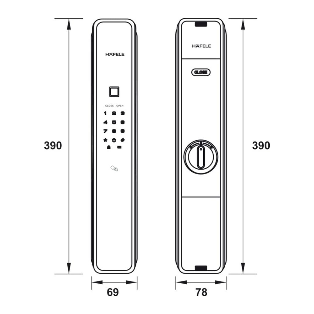 Khóa vân tay Hafele PP9000 912.05.691
