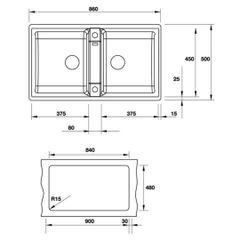 Chậu đá Blanco 860mm màu đen 567.68.349