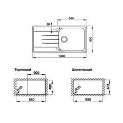 Chậu đá Hafele 1000mm HS19-GED1R60 màu kem 570.36.450