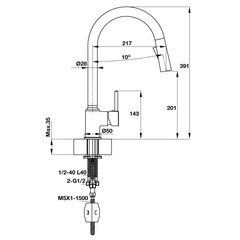 Vòi rửa chén Häfele HT19-CH1P201 570.50.280