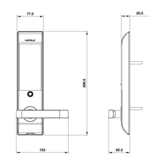 Khóa điện tử Hafele DL7900-TCB màu đen thân nhỏ 912.05.640