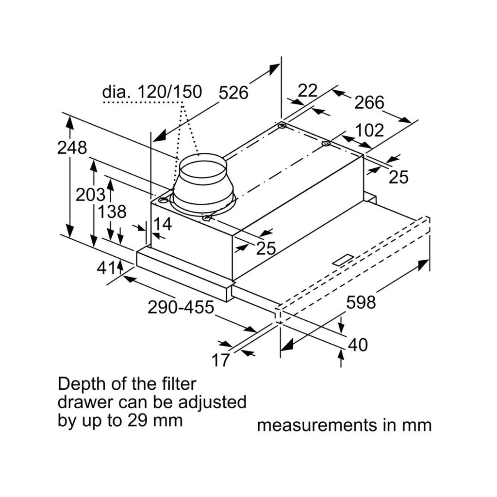 Máy hút mùi âm tủ Bosch 60cm DFM063W56B Serie 2