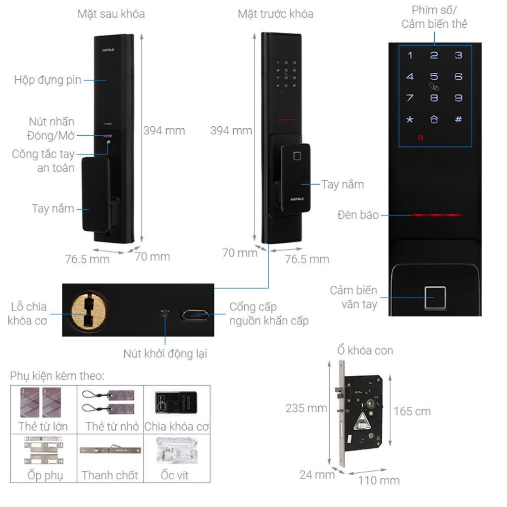 Khóa Vân tay Hafele PP8100 912.20.286