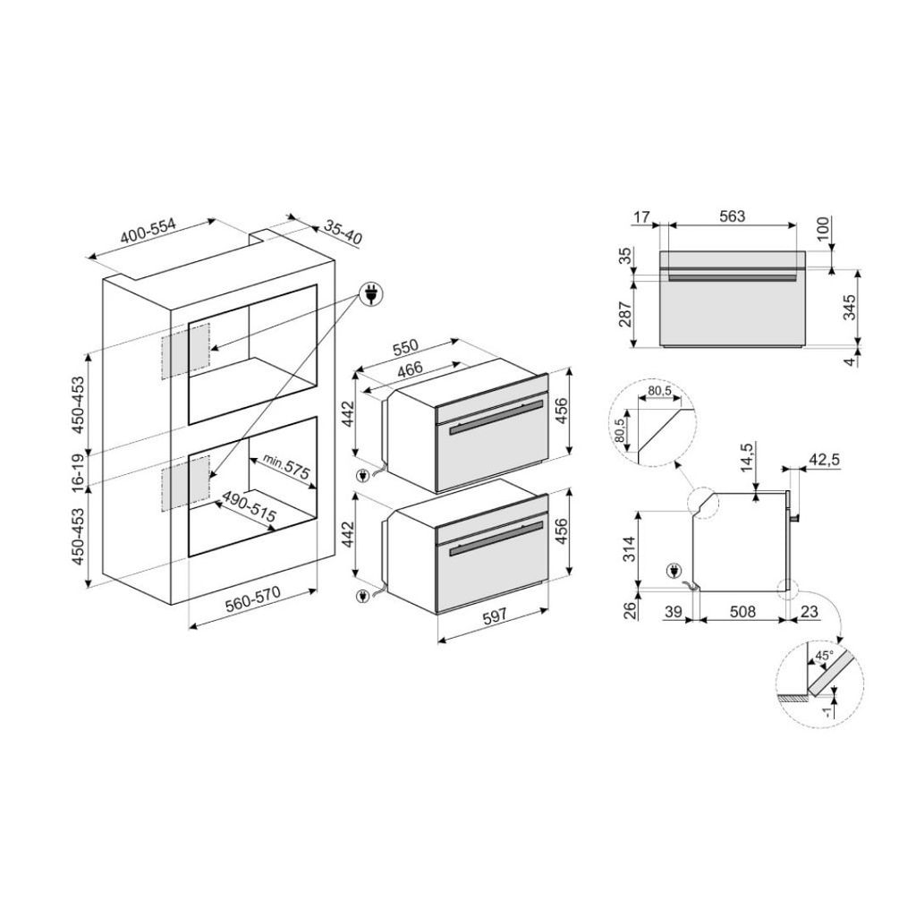 Lò vi sóng kết hợp nướng Smeg SF4604MCNR 535.64.559