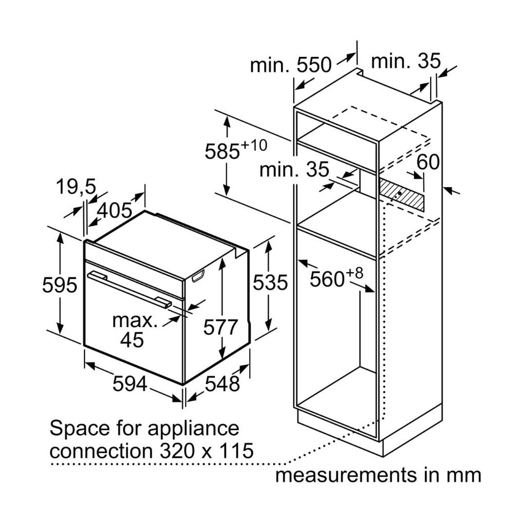 Lò nướng âm tủ Bosch 71 lít HBG655BS1M