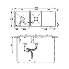 Chậu rửa chén Hafele 1150mm HS21-SSD2S90L 567.94.050