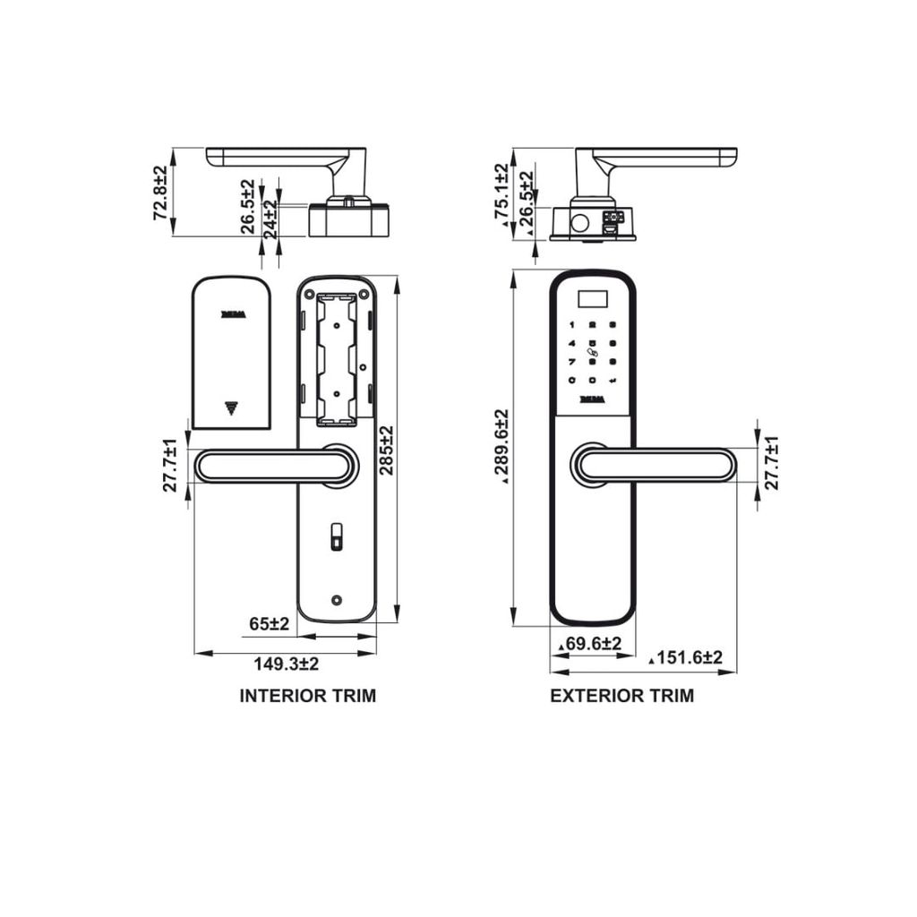 Khóa điện tử BAUMA BM600 Thân khóa nhỏ 912.20.394