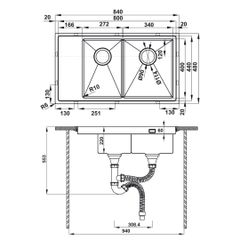 Chậu rửa chén Hafele 840mm HS21-SSD2S90M 567.94.040