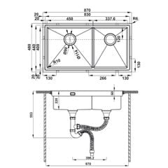 Chậu rửa chén Hafele 870mm HS21-SSN2S90 567.94.030