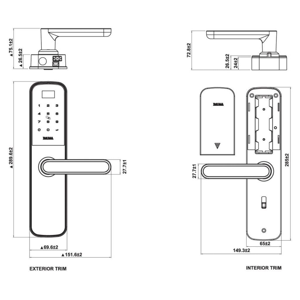 Khóa điện tử BAUMA BM600 Thân khóa lớn 912.20.393