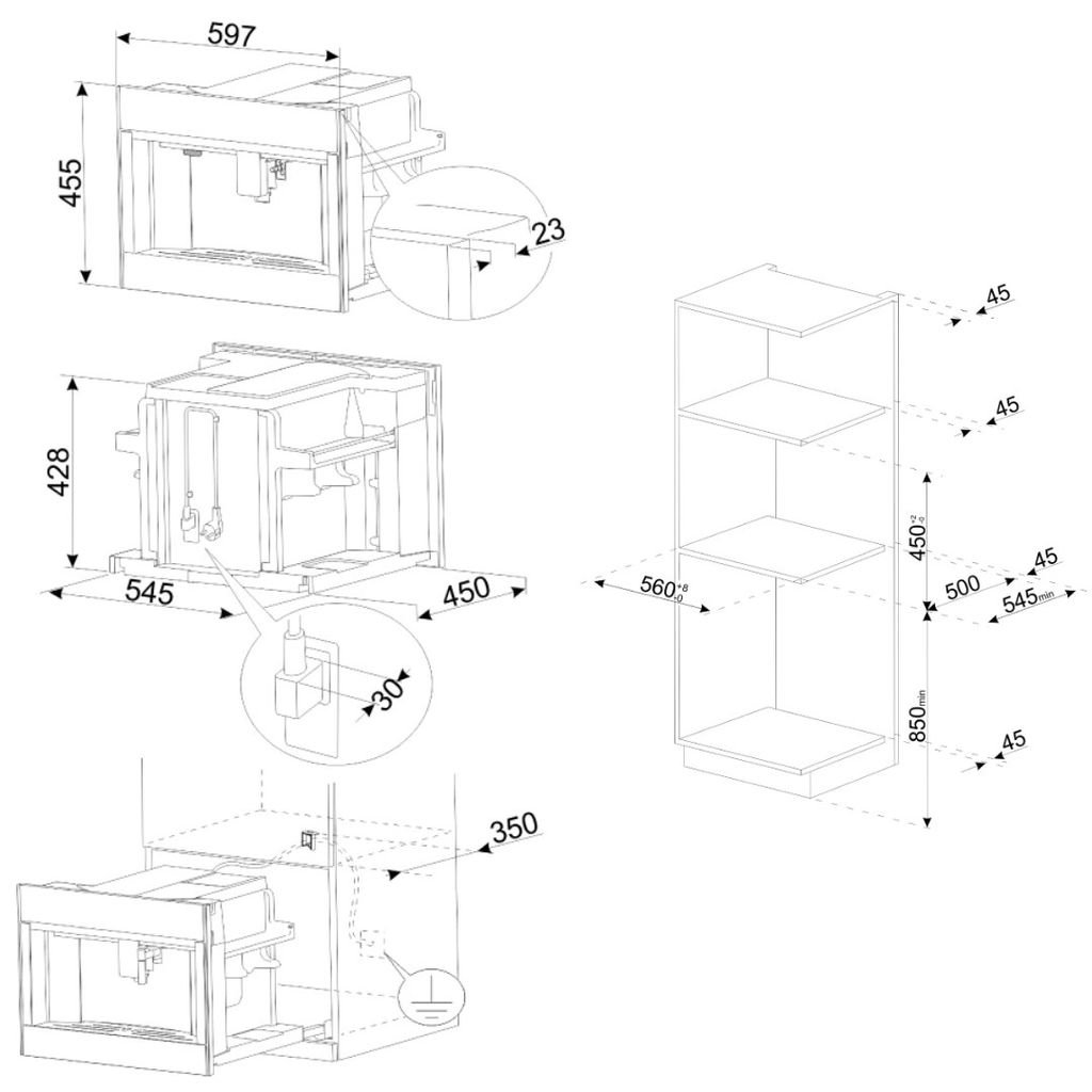Máy pha cà phê lắp âm Smeg CMS4604NR 536.54.079