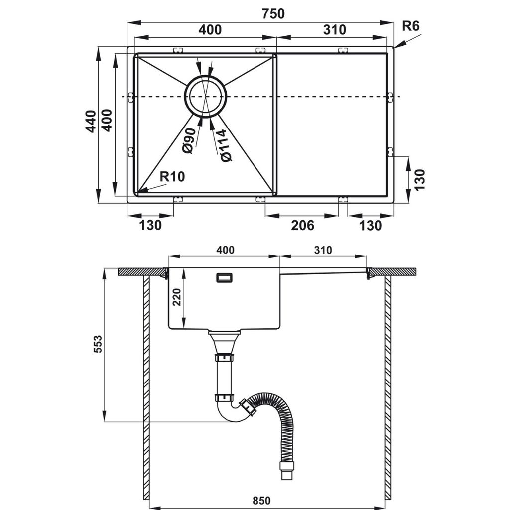 Chậu rửa chén Hafele 750mm HS21-SSD1S60 567.94.010
