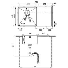 Chậu rửa chén Hafele 750mm HS21-SSD1S60 567.94.010