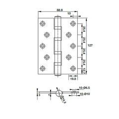 Bản lề lá Hafele 2 vòng bi 127x89x3mm 489.05.024