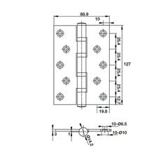 Bản lề lá Hafele 2 vòng bi 127x89x3mm 489.05.023