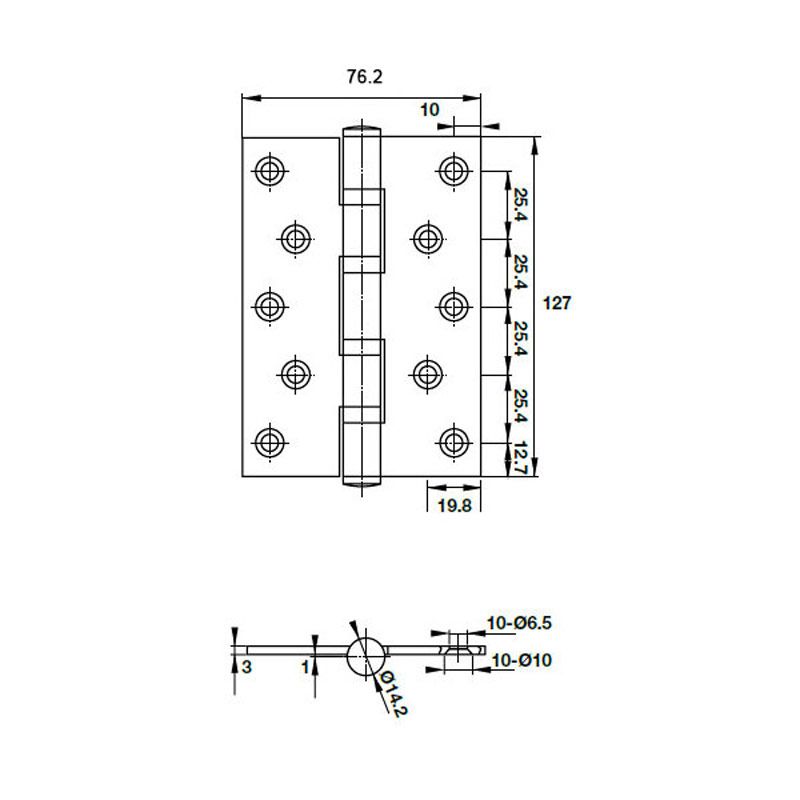 Bản lề lá Hafele 4 vòng bi 127x76x3mm 489.05.028