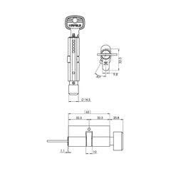 Ruột khóa Hafele 1 đầu vặn 1 đầu chìa 65mm 489.56.250