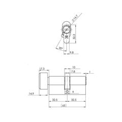 Ruột khóa vệ sinh Hafele 65mm 489.56.252