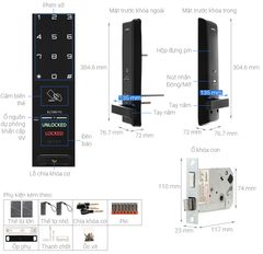 Khóa điện tử Hafele EL7200-TC 912.05.714 - Thân khóa nhỏ