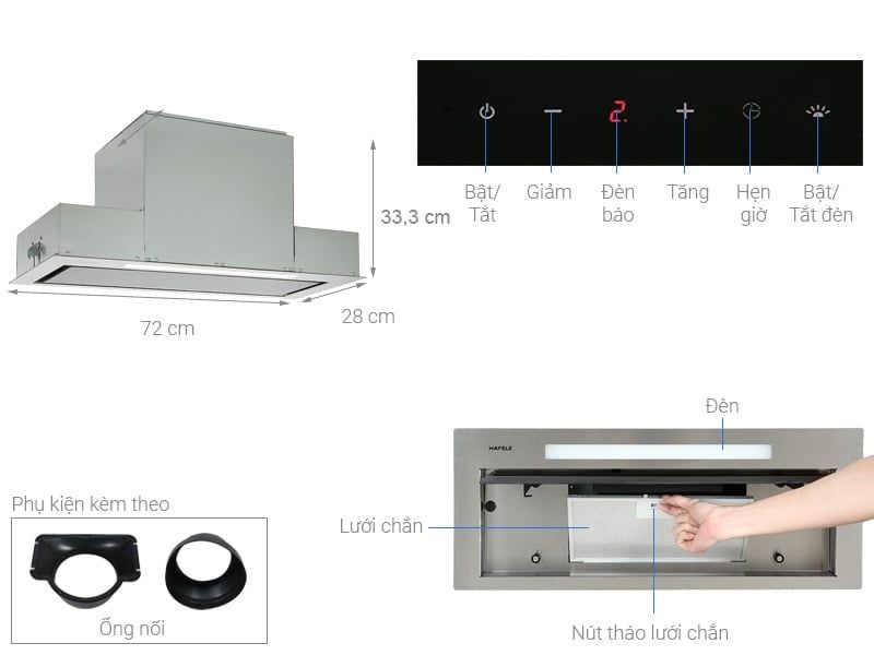 Máy hút mùi âm tủ Hafele 72cm HH-BI72A 533.80.027