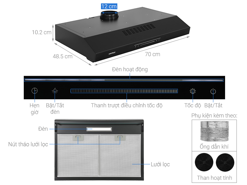 Máy hút mùi âm tủ Hafele HC-B705B 533.87.797