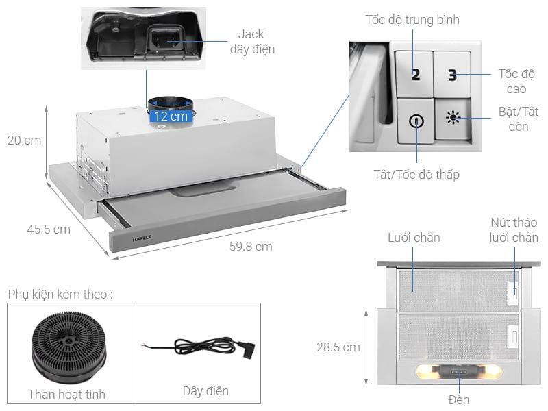 Máy hút mùi âm tủ Hafele 60cm HH-TI60D 539.81.083