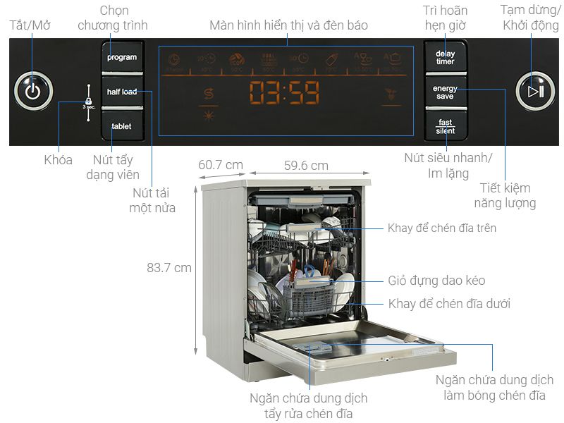 Máy rửa chén độc lập Häfele HDW-F60C 533.23.200