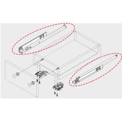 Ray âm giảm chấn Blum TANDEM mở 3/4 tải trọng 30kg