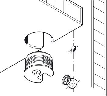 Vỏ nối Rafix 20 không vành cho lắp bằng mặt, nhựa, với cơ cấu siết màu trắng Hafele 263.50.705