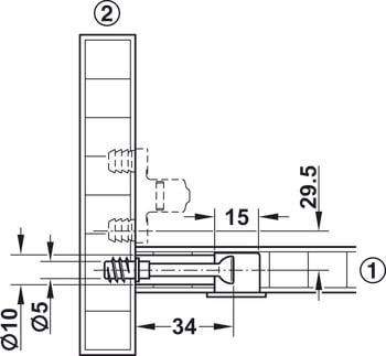 Ốc liên kết cho gỗ dày Từ 19mm Hafele 262.26.535