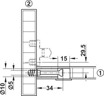 Ốc liên kết cho gỗ dày Từ 15mm Hafele 262.26.532
