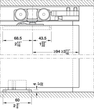 Bánh xe trượt kính bên trái 941.02.022