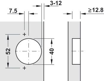 Bản lề Hafele cho gỗ dày 25mm lọt lòng 311.81.503