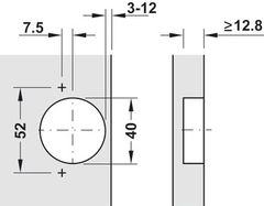 Bản lề Hafele cho gỗ dày 25mm lọt lòng 311.81.503