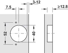 Bản lề Hafele cho gỗ dày 25mm Trùm nửa 311.81.502