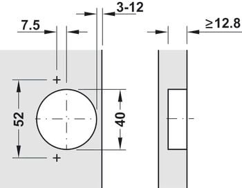 Bản lề Hafele cho gỗ dày 25mm Trùm ngoài 311.81.500