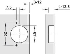 Bản lề Hafele cho gỗ dày 25mm Trùm ngoài 311.81.500