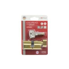 Ruột khóa Hafele 1 đầu vặn 1 đầu chìa 65mm màu đồng bóng 489.56.005