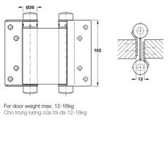 Bản lề bật 2 chiều Hafele (tải trọng 12-16kg/ 2 cái) 927.97.020