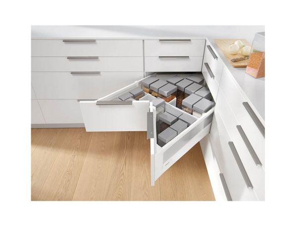 Ngăn kéo góc Blum SPACE CORNER X6 TANDEMBOX rộng 300 đến 600mm