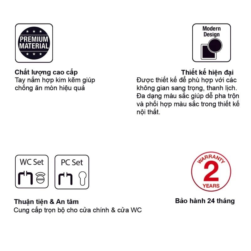 tính năng Bộ Tay nắm cửa Hafele đồng bóng 499.63.611