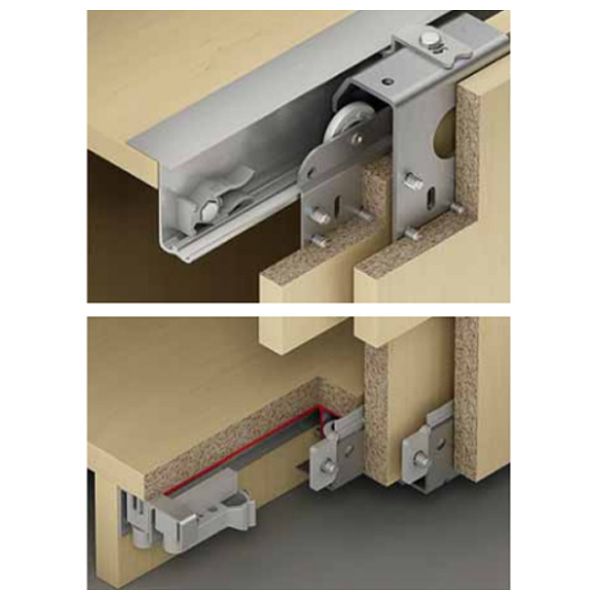 Bộ phụ kiện cửa trượt tủ áo trùm ngoài 3 cánh 19-21mm Hafele 400.51.122