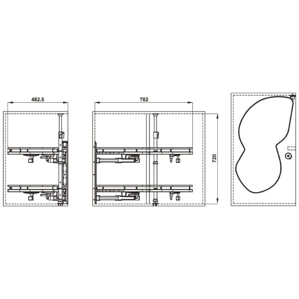 Giá góc liên hoàn Hafele 900mm mở phải 541.01.804