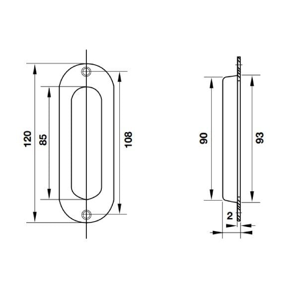 Tay nắm âm Hafele màu đồng bóng 120x40mm 489.72.101