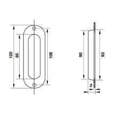 Tay nắm âm Hafele màu đồng bóng 120x40mm 489.72.101