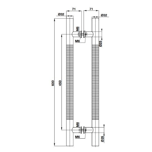 Tay nắm kéo chữ H 600mm DIY Hafele 499.68.037