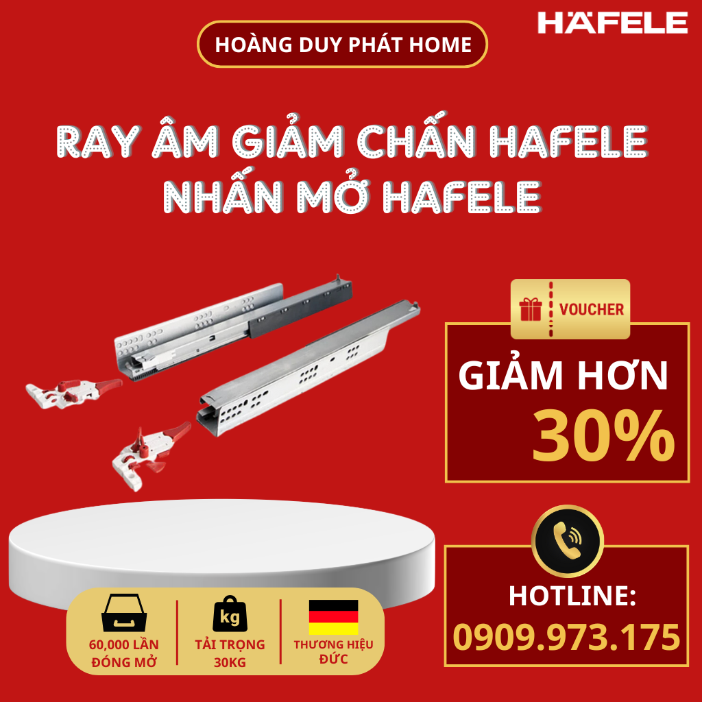 Ray âm nhấn mở Hafele 550mm 433.32.176 - Giá thương mại