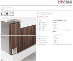 Phụ kiện ray cửa lùa tủ áo 2 cánh 50KG 18-21mm Hafele 401.30.000