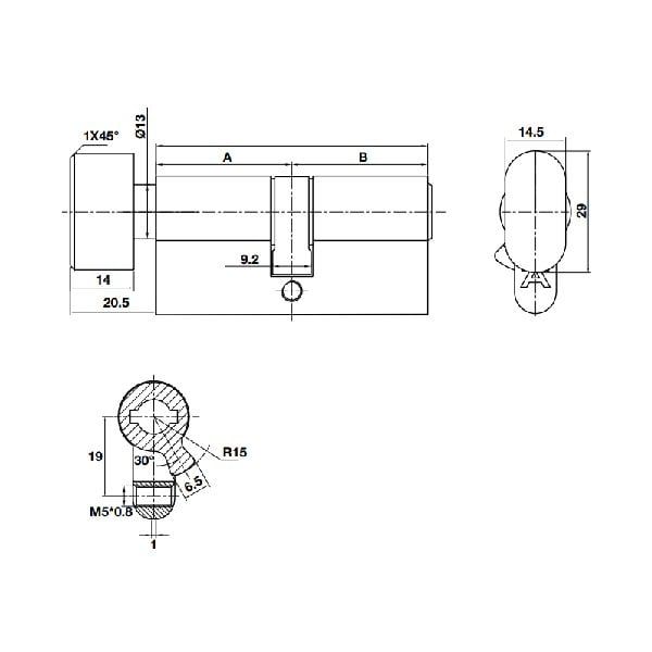 Ruột khóa vệ sinh Hafele 60mm 489.56.006