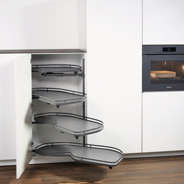 Rổ góc 4 tầng Kesseböhmer LeMans II màu đen xoay phải 541.29.482